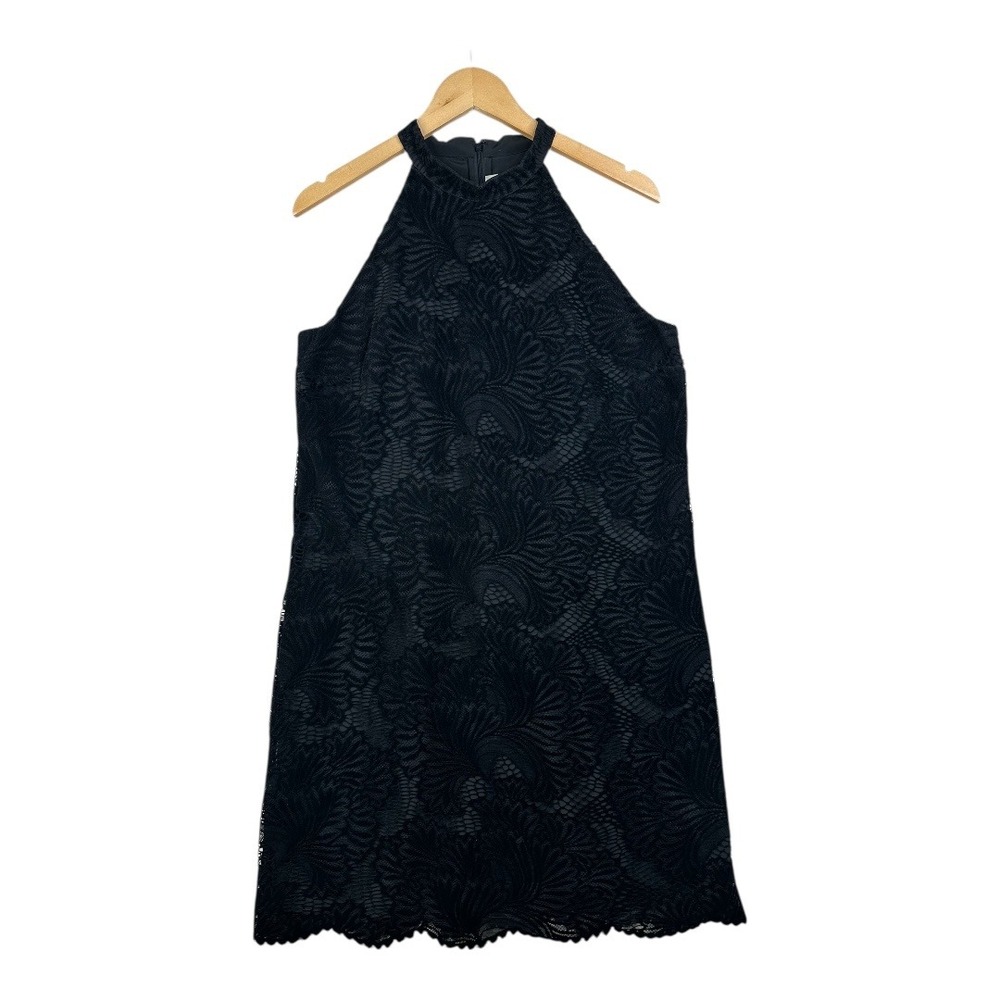 Loft Velvet Lace Halter Dress‎ size 12 Black